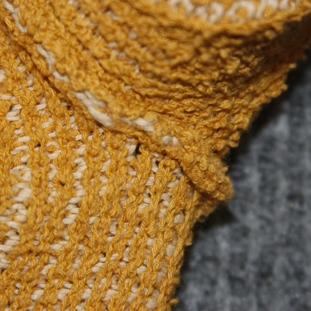 Free People V Neck Cropped Sweater Womens XS Yellow Good Cotton Knit Long Sleeve